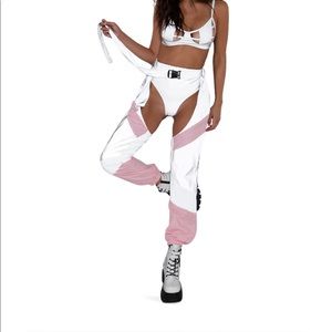 iHeartRaves Baby Pink Reflective Chaps Size M